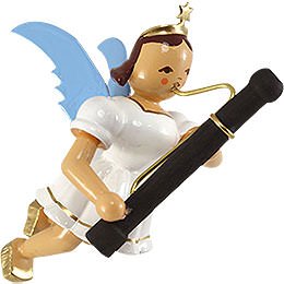 Floating Angel with Basoon, Colored - 9 cm / 3.5 inch