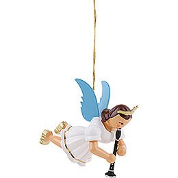 Floating Angel with Clarinet, Colored - 6,6 cm / 2.6 inch