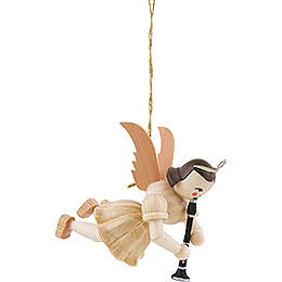 Floating Angel with Clarinet, Natural - 6,6 cm / 2.6 inch