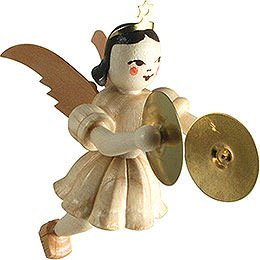 Floating Angel with Cymbals, Natural - 6,6 cm / 2.6 inch