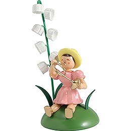 Flower Child with Lily of the Valley and French Horn Sitting - 12 cm / 4.7 inch