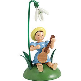 Flower Child with Snowdrop and Guitar Sitting - 12 cm / 4.7 inch