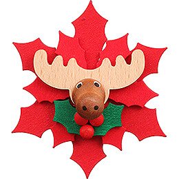 Fridge Magnet - Christmas Star with Moose - 6,5 cm / 2.6 inch