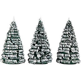 Frosted Trees - Green-White - 3 pieces - 10 cm / 3.9 inch