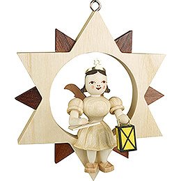 Guardian Angel Sitting in a Star - Natural - 9 cm / 3.5 inch