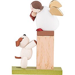Guardian Angel on Pedestal with Dog - 8 cm / 3 inch