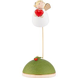 Guardian Angel with Heart Floating on Stand  -  3,5cm / 1.3 inch