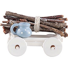 Hand Cart with Wood Bundle  -  1,6cm / 0.6 inch