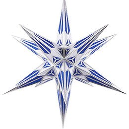 Hartenstein Christmas Star for Inside Use - White-Blue with Silver - 68 cm / 27 inch