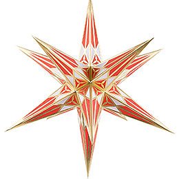 Hartenstein Christmas Star for Inside Use  -  White - Red with Gold  -  68cm / 27 inch