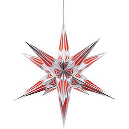 Hartensteiner Weihnachtsstern für Innen - weiß-rot mit silber - 68 cm