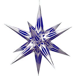 Hasslau Christmas Star - Blue/White with Silver Pattern and Lighting - 65 cm / 25.6 inch - Inside Use

