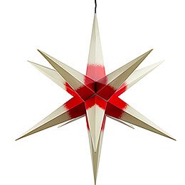 Hasslau Christmas Star - Creme with Red Core and Lighting - 75 cm / 30 inch -  Inside/Outside Use
