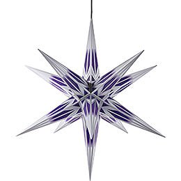 Hasslau Christmas Star  -  Purple/White with Silver Pattern and Lighting  -  75cm / 30 inch  -   Inside/Outside Use