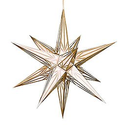 Hasslau Christmas Star - White with Golden Pattern and Lighting - 65 cm / 25.6 inch - Inside Use
