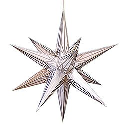 Hasslau Christmas Star - White with Silver Pattern and Lighting - 65 cm / 25.6 inch - Inside Use
