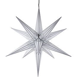 Hasslau Christmas Star - White with Silver Pattern and Lighting - 75 cm / 30 inch -  Inside/Outside Use
