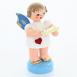Heart Angel with Daily Pill Box - Blue Wings - Standing - 6 cm / 2.4 inch