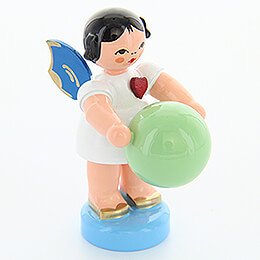 Heart Angel with Stability Ball  -  Blue Wings  -  Standing  -  6cm / 2.4 inch