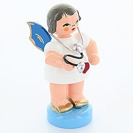 Heart Angel with Stethoscope - Blue Wings - Standing - 6 cm / 2.4 inch