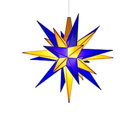 Herrnhuter Moravian Star A1e Blue/Yellow Plastic - Edition Upper Lusatia - 13 cm / 5.1 inch