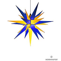 Herrnhuter Moravian Star A7 Blue/Yellow Plastic - Edition Upper Lusatia - 68 cm / 26.8 inch