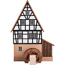 Hintergrundhaus Mühle mit Anbau und Wasserrad - 16 cm