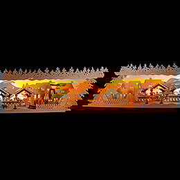 Illuminated Stand - Christmas Market with Snow - 76x18,5 cm / 29.9x7.3 inch
