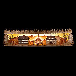 Illuminated Stand  -  Seiffen Village  -  75x20cm / 29.5x7.9 inch