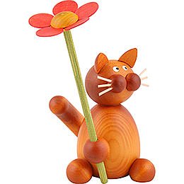 Katze Charlie mit Blume - 8 cm