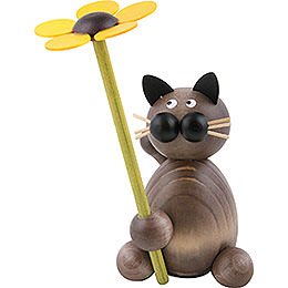 Katze Karli mit Blume - 8 cm
