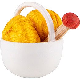 Körbchen mit Wolle, gelb - 1,5 cm