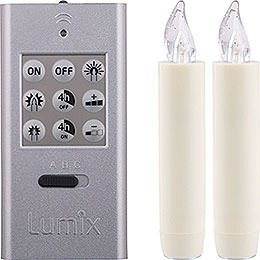 LUMIX CLASSIC MINI S SuperLight, Base-Set white, 2 Candles, 1 Remote, Batteries