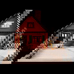 Lichterhaus Haus am Berg mit Weihnachtsstube - 29 cm