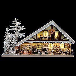 Lighted House Bakery with White Frost - 70x38 cm / 28x15 inch