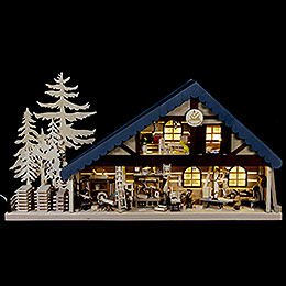 Lighted House Carpentry - 70x38x8 cm / 28x15x3 inch
