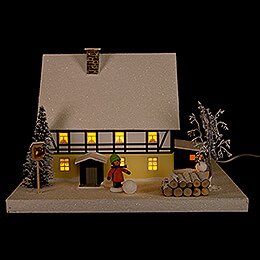 Lighted House - Half-Timber House with Hallway - 29 cm / 11.4 inch