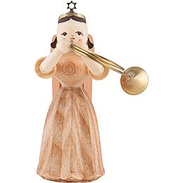 Long Pleated Skirt Angel with Alto Horn, Natural - 6,6 cm / 2.6 inch