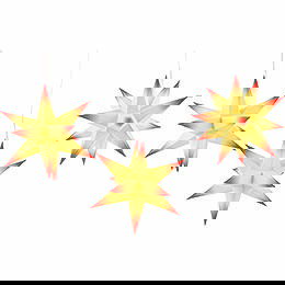Marienberger Moravian Star Set of Three Yellow Core with Red Tips incl. Lighting - 17 cm / 6.7 inch