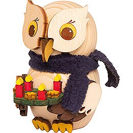 Mini Owl with Advent Wreath - 7 cm / 2.8 inch