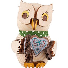 Mini Owl with Gingerbread Heart - 7 cm / 2.8 inch