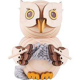 Mini Owl with Knitting - 7 cm / 2.8 inch