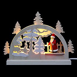 Mini-Schwibbogen Weihnachtsmann im Wald - 23x15x4,5 cm
