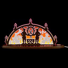 Motive Light "Candle Arch  -  Ore Mountains" Red  -  47x24cm / 18.5x9.4 inch