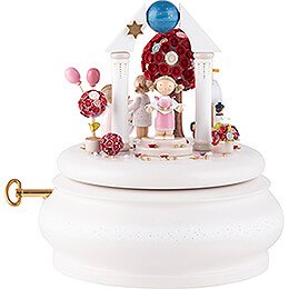 Music Box  -  "A beautiful Life" with Flax Haired Girl and red tree  -  16,5cm / 6.5 inch