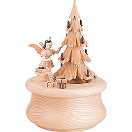 Music Box "Christmas Dream" with Christmas Tree and One Angel, Natural  -  12x17,5cm / 2 inch
