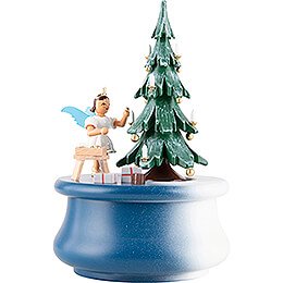 Music Box "Christmas Dream" with Tree and One Short Skirt Angel  -  12x17,5cm / 4.7x6.9 inch