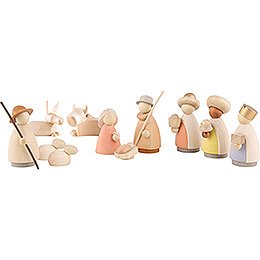 Nativity Set of 11 Pieces Colored - Small - 7 cm / 3.1 inch