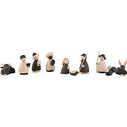 Nativity Set of 11 Pieces Natural/Anthracite - small - 7 cm / 2.8 inch