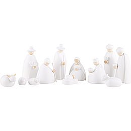 Nativity Set of 12 Pieces, White - 12 cm / 4.7 inch